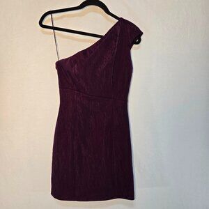 SIREN Silky Taffeta PLUM One- Shoulder Fairy-Sexy-Girl Bodycon Mini Dress Size 4